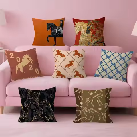 horse Luxury Printed Pillow Gift Home Office Decoration Bedroom Sofa Car Cushion Cover case 45x45