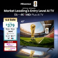 Hisense E6Q 43 inch 4K UHD Plus AI TV | Dolby Vision & Audio | DTS VirtualX | MEMC