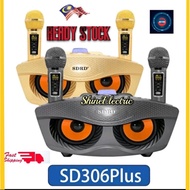 Speaker Bapa Burung Hantu SD306 Plus Dual Wireless Microphone Bluetooth Speaker Mobile Wireless Kara