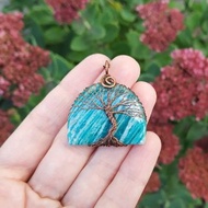 天河石生命之樹吊墜，銅質，送給妻子的七週年結婚紀念日禮物