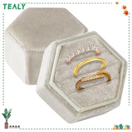TEALY 3 Slots, Velvet Jewelry Ring Box, Proposal Display Holder Women