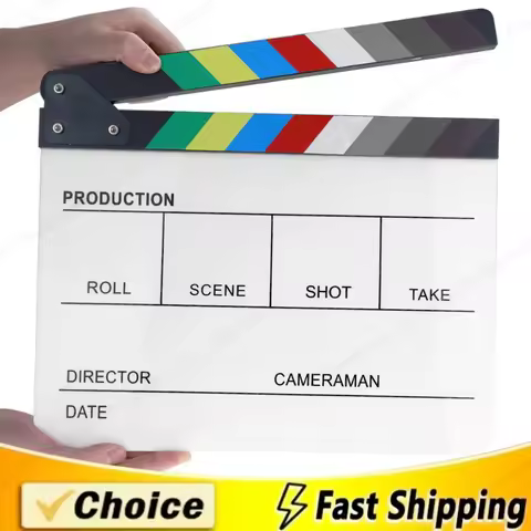 Acrylic Colorful Clapperboard Clapper Board Dry Erase Director Cut TV Movie Film Action Slate Clap H