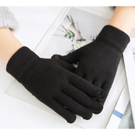 Black Knitted Gloves Black Full Finger Winter Gloves Motorcycle Gloves