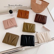 Korean New Style Pleated Short Wallet Solid Color All-match Coin Purse Ins Simple Mini Card Holder M