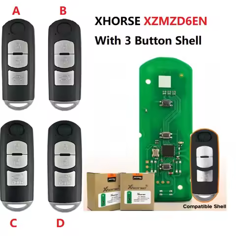 Xhorse XZMZD6EN Exclusively for MAZDA Smart Key 3 Button With Shell With Shell With Blade Support Re