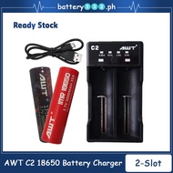 18650 2 slot AWT C2 5v 2A hybrid battery charger discharger battery 18650 20700 26650 21700 18350 li