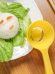 1個鏟子設計御飯糰模具，創意半球形塑料勺子，針對廚房用的煮飯勺子，黃色不粘米勺子，廚房用品，適用於午餐盒、便當盒裝飾