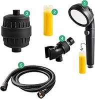 Original StoneStream® EcoPower Shower Head System — Spa Like Ionic Vitamin C Filter to Soften Water, Increase Pressure &amp; Save Water — Showerhead + Hard Water Filtration + Adapter Kit — Black
