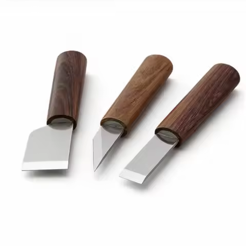 Rosewood Handle Leather Cutting Knife 7Cr17MoV Stainless Steel Blade Skiving Tool for Leathercraft C