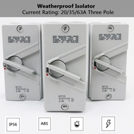 3H Pemutus Litar Isolator Kalis Cuaca 3 Pole [20A/35A/63A] Outdoor Weatherproof Isolator Switch
