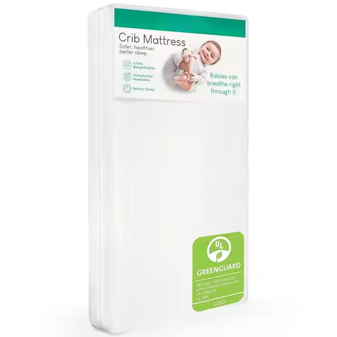 Crib Mattress and Toddler Bed - Ultra-Breathable Proven to Reduce Suffocation Risk, Washable Core & 