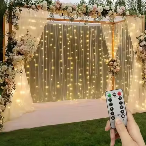Xmas Holiday LED String Lights Remote Controlled 8 Modes Fairy Curtain USB Powered 3x1M/3x2M/3x3M fo