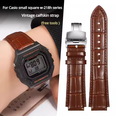 Genuine Leather Watch Strap For Casio W-218H SGW-300/400/500H/W-216 W-217 MRW-200 AE1200 Men Modifie