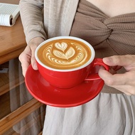 300ml Ceramic Coffee Cup Saucer Spoon Set Professional Latte Cup Competition Cup Fancy Latte Cup Cap