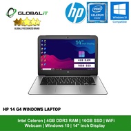 (Refurbished) HP 14 G4 Windows Laptop / 14" inch Display / Intel Celeron / 4GB RAM / 16GB SSD / Win 