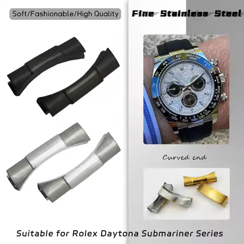 20mm 21mm Curved End Solid Metal Link Watch Strap Accessories for Rolex New Submariner Hulk Daytona 