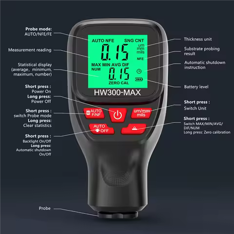 Well-2X HW300-MAX Coating Thickness Gauge Paint Film Thickness Gauge Universal Auto Accessories
