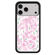 Pink Bow iPhone17Promax Phone Case Apple 16Promax Shock-Resistant i15 Protective i14 Hard i13