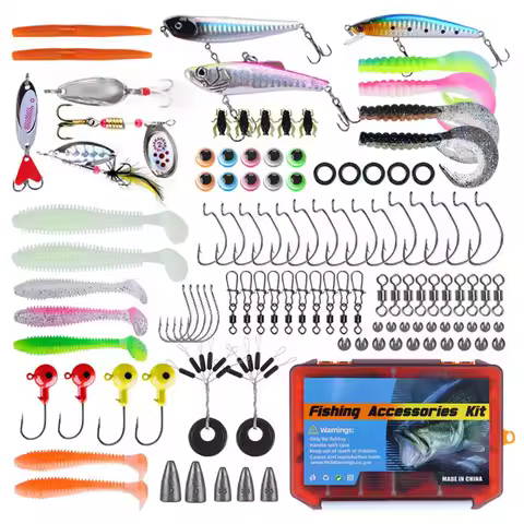 Fishing Tackle Box Bass Tackle Box 123pieces Lure Fishing Kit Freshwater Weedless Fishing Bait Fishi