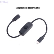 [cxSTBEAU] USB Type C With ON/OFF Switch Power Button 30CM Charging Extension Cable Universal Type-C Extension Cable MME