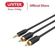 UNITEK 1.5m 3.5mm to 2 RCA Port (Lotus) Speaker Cable Y-C938BK