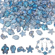 NBEADS 130pcs 4 Styles Ocean Sea Turtle Beads, Starfish Bead Charms Summer Sea Dangle Pendant for Je