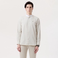 LTD เสื้อเชิ้ตคอจีน ลายทางแนวตั้ง ผู้ชาย สีออฟไวท์ | Mandarin Collar Shirt with Vertical Stripes | 0