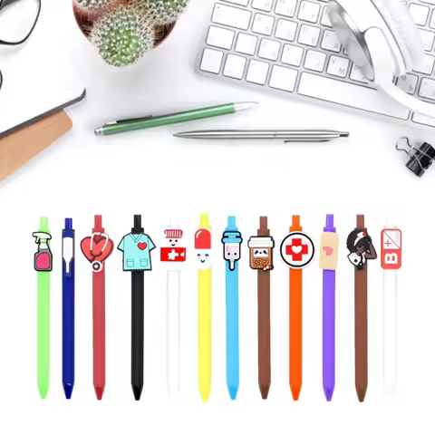 6/10/12Pcs Retractable Ballpoint Pen Funny Nurse Pen Smooth Writing Pen 1.0mm Signature Pen For Doct