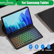 GOOJODOQ Tablet Case For Samsung Galaxy Tab A8 A9+ Keyboard Rainbow Bluetooth