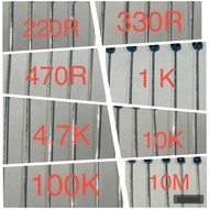 Resistor Kit 20pcs/set 1/4W Carbon Film (220R,330R,470R,1K,4.7K,10K,100K,1M Ohm) Assorted
