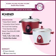 Khind Anshin Rice Cooker 0.6L / 1.0L / 1.8L / 2.8L ( RC106M / RC110M / RC118M / RC128M )