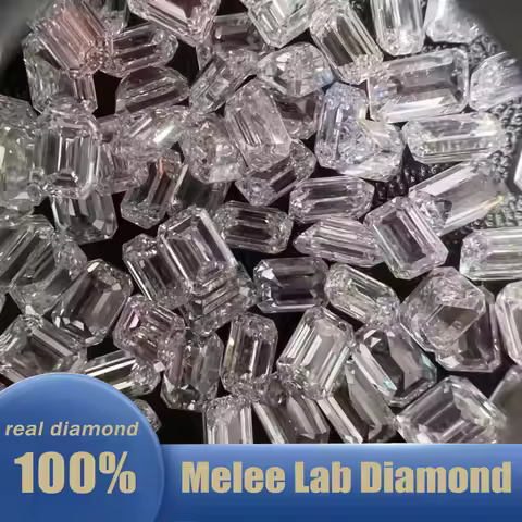 Emerald Cut Lab Grown Small Diamond DEF VS/VVS Loose CVD HPHT Diamond Different Sizes Lab Melee Diam