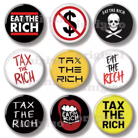 44MM Eat The Rich Tax The Rich Pin Soft Button Jeawelry Creative Badge Cartoon Brooch Lapel Pin Bag 