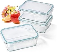 GOURMETmaxx Klick-It Glass Food Storage Containers, 3 Cans, 1.6 L, as Lunch Box or for Meal Prep, Di