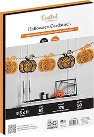 Crafted by PrintWorks Halloween Cardstock 8.5" x 11" - 50 Sheets - Black and Orange Cardstock Paper 