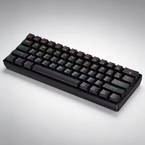 K61 Wired Mechanical Gaming Keyboard, 60% 61 Keys Mini RGB Backlit, Red/Blue Switch, Type-C Compact 