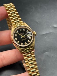 ✅18k金錶，金撈🤩黑面水泡石字-已停產-女裝✅勞力士69178 Yellow Gold Datejust  ✅not 16018 18038 18238 18388 ✅ 👸貴金屬印記清晰可見 ✅實體