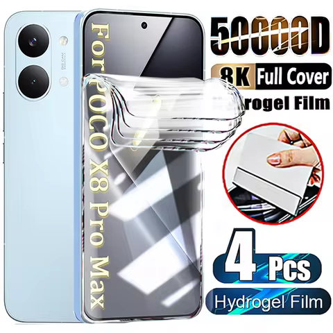 4PCS Hydrogel Film For Xiaomi POCO X8 Pro Max X7 X6 X5 X4 GT X3 M6 M7 Pro Screen Protector For POCO 