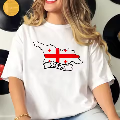 Georgia tshirt women patterned t-shirts female 2000s streetwear Japanese clothes