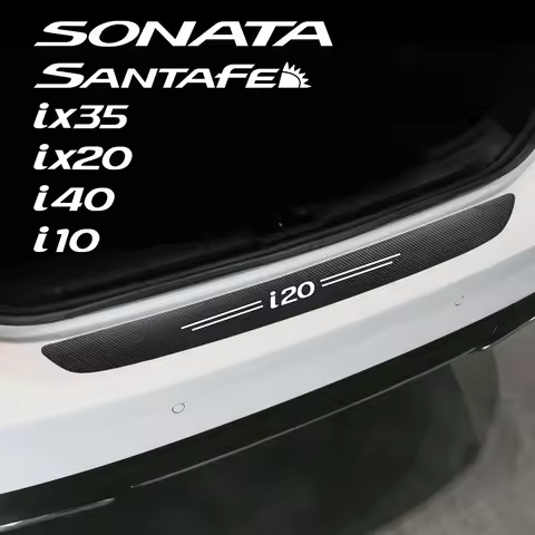 Car Rear Bumper Sticker For Hyundai I20 I10 I30 Sonata I40 IX35 Trunk Carbon Fiber Leather Protector
