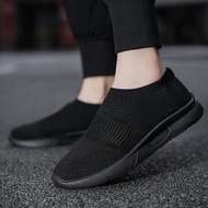 WZZ 39-48 Big size Men's Black Shoes Slip on Casual Shoes Low Top Man Shoes  All black shoes All whi