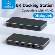 Hagibis DisplayLink USB C Extension Base จอแสดงผลแบบ Triple 3 จอแสดงผลพร้อม DP MST HUB ไฟ LED Strip 