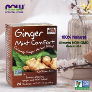 NOW Foods Ginger Mint Comfort Tea Calming and Tummy-Pleasing Ginger-Mint Herbal Blend Caffeine-Free Non-GMO Premium Unbleached Tea Bags with No-Staples Design 24-Count (48 g)