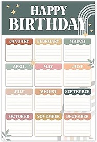 Modern Boho Classroom Birthday Chart 16"x24", Happy Birthday Calendar Chart for Kids, Boho School Bu
