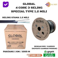 GLOBAL 4 CORE 3 SELING 1KM / 1000M SPECIAL TYPE 1.2 MILI - DROPCORE KABEL FO FIBER OPTIC 1000 METER