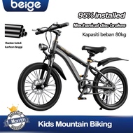 Beige Kids Basikal Disc Brake MTB bicycle 16/18 inch for basikal budak 10 tahun Teenage Bike兒童自行車