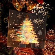 [LC] Christmas greeting card 3D sparkling tree gold stamping card creative gift cards