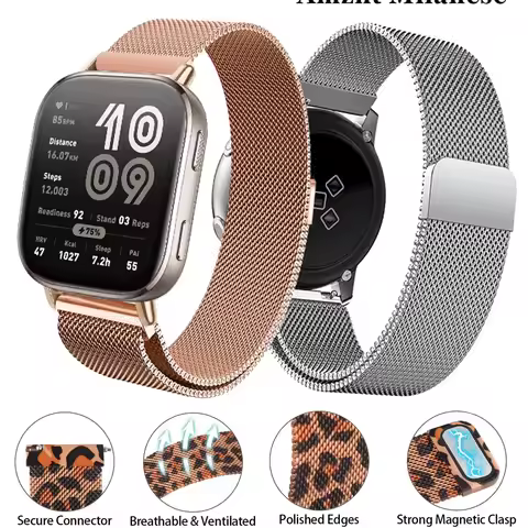 Magnetic Loop for Amazfit Bip 6 Strap 22mm Band Metal Mesh Smartwatch Wrist Bracelet Correa for Amaz