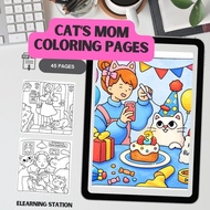 D4 Cat's mom daily life coloring pages I Colouring I Lembaran Kerja Mewarna