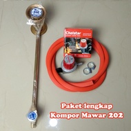 Paket Kompor Gas Mawar 202 lengkap dengan regulator, dan selang / Satu paket kompor semawar tekanan 